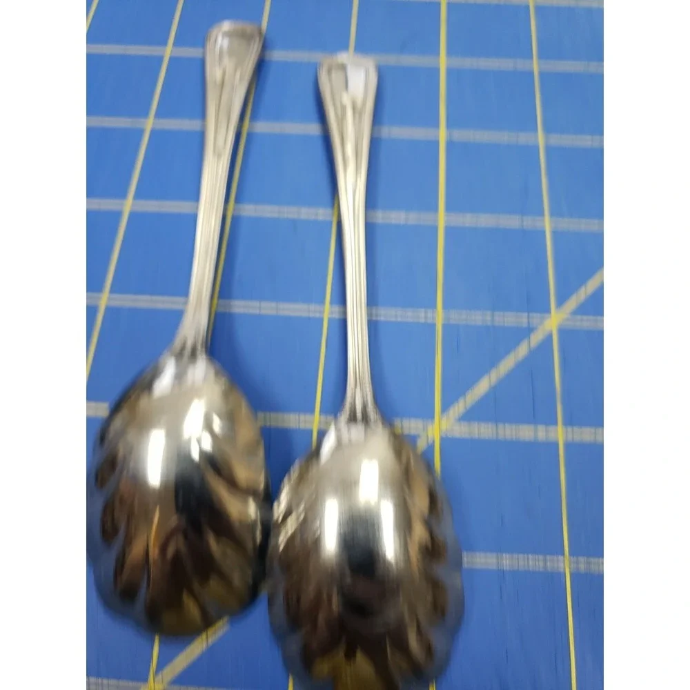 Lot of 2 Cuisinart Sugar Shell Spoon 18/10 Stainless Beaded Edge 6 Inches